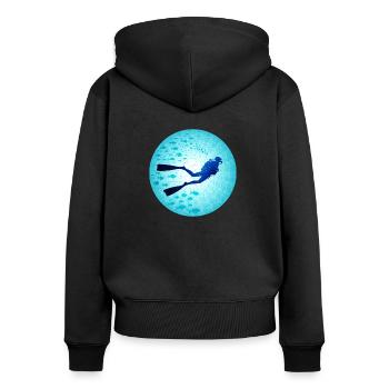 World of Diving Dive World - Women's Premium Organic Zip Hoodie - black - Back - Julia (174cm)