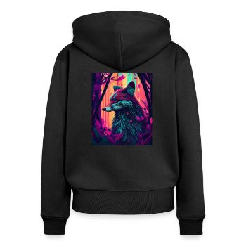 Funky Forest Fox - Women's Premium Organic Zip Hoodie - black - Back - Julia (174cm)