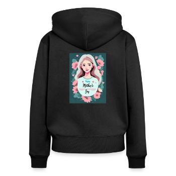 Floral Mother's Day Greetings - Women's Premium Organic Zip Hoodie - black - Back - Julia (174cm)