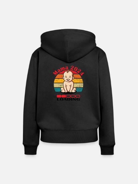 Mama 2024 Loading - Frauen Premium Bio Zip Hoodie - Schwarz