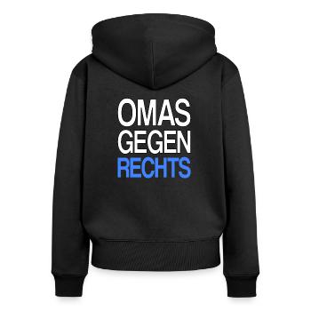 Omas gegen Rechts - Frauen Premium Bio Zip Hoodie - Schwarz - Hinten - Julia (174cm)