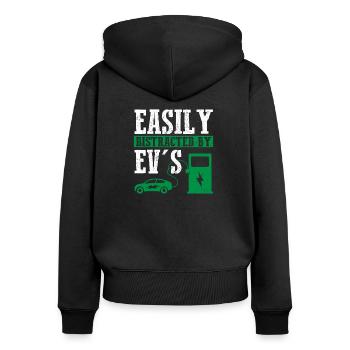 Easily Distracted By EV's Electric Car EV Driver - Women's Premium Organic Zip Hoodie - black - Back - Julia (174cm)