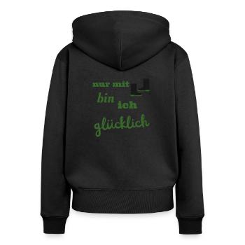Gummistiefel Outdoor Draußen Garten und Feld Motiv - Frauen Premium Bio Zip Hoodie - Schwarz - Hinten - Julia (174cm)