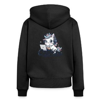 CODING UNICORN - Women's Premium Organic Zip Hoodie - black - Back - Julia (174cm)