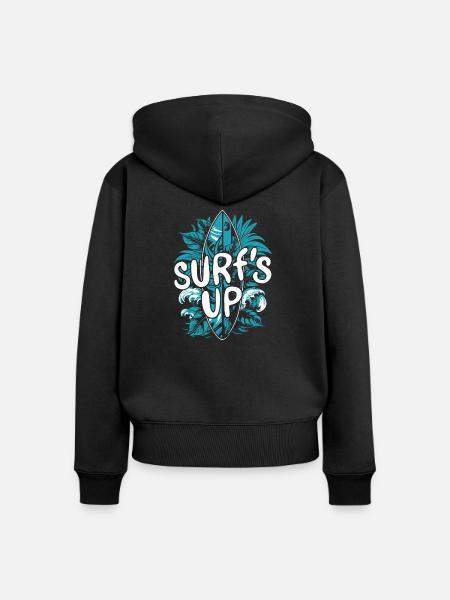 SURF'S UP - Frauen Premium Bio Zip Hoodie - Schwarz