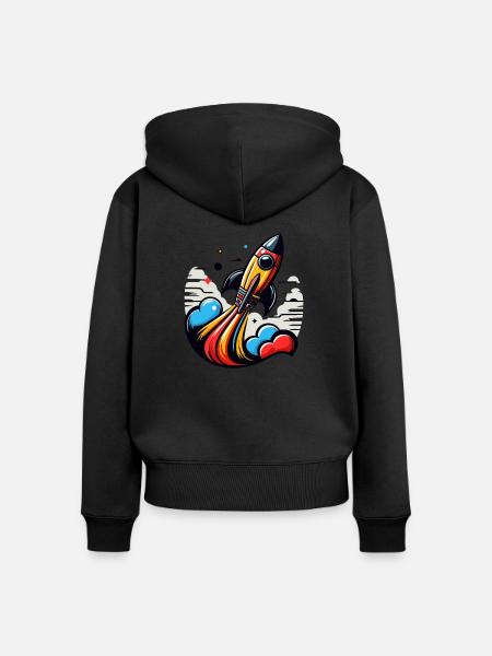 RAKETE - Frauen Premium Bio Zip Hoodie - Schwarz