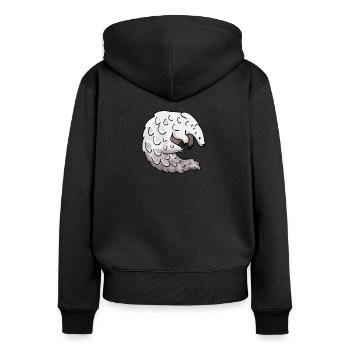 Gerolltes Schuppentier T-Shirt Gefährdete Arten Lustig - Frauen Premium Bio Zip Hoodie - Schwarz - Hinten - Julia (174cm)