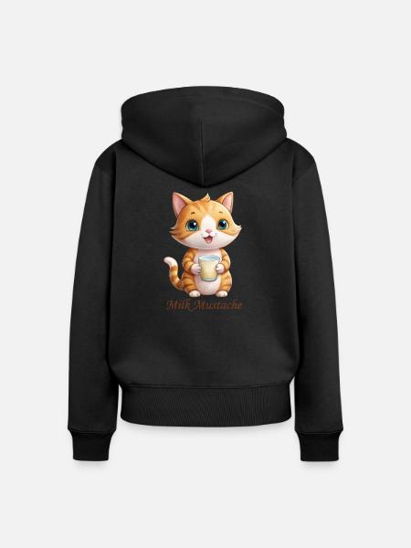 KATZEN, MILCHSCHNURRBART - Frauen Premium Bio Zip Hoodie - Schwarz