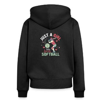 Juste une fille qui aime le softball par équipe de baseball - Sweat à capuche zippé Premium bio Femme - noir - Dos - Julia (174cm)