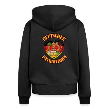 Deutschland, Germany, Patriotismus, Deutsch -5 - Frauen Premium Bio Zip Hoodie - Schwarz - Hinten - Julia (174cm)