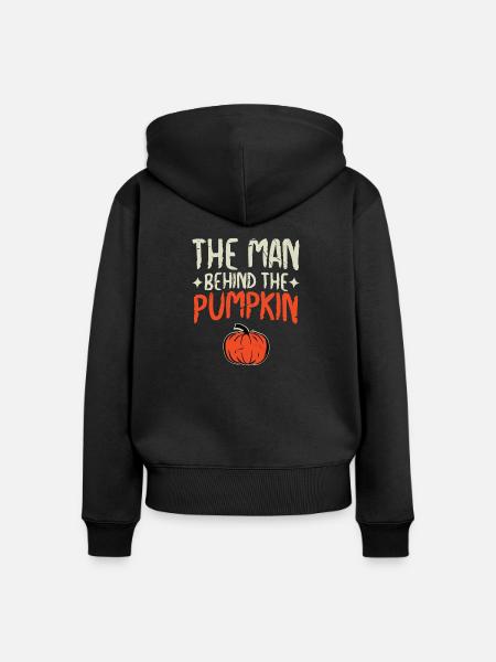 Mann hinter dem Kürbis - Frauen Premium Bio Zip Hoodie - Schwarz