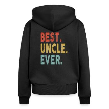 Vintage Meilleur Oncle Couleurs Rétro Meilleur Oncle Jamais - Sweat à capuche zippé Premium bio Femme - noir - Dos - Julia (174cm)