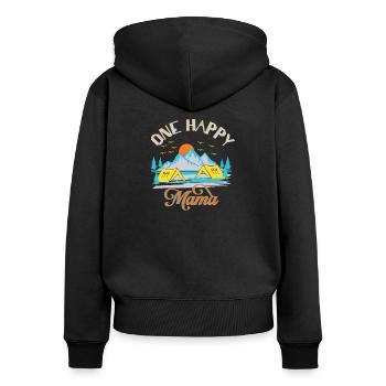 Camping Berge Zelt Happy Geschenk T - Shirt - Frauen Premium Bio Zip Hoodie - Schwarz - Hinten - Julia (174cm)