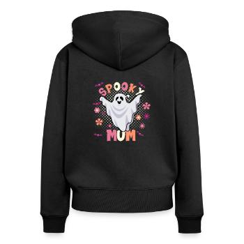 Spooky mum Funny Mom Halloween Ghost - Women's Premium Organic Zip Hoodie - black - Back - Julia (174cm)