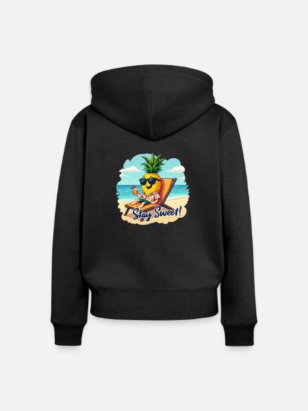 ANANAS - Frauen Premium Bio Zip Hoodie - Schwarz