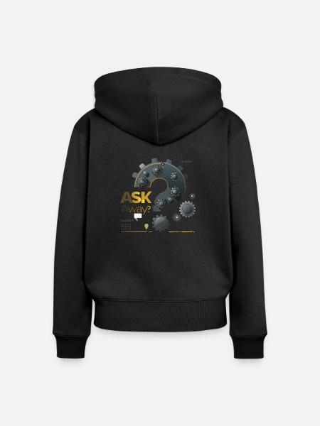 HINTERFRAGEN, FRAGEN - Frauen Premium Bio Zip Hoodie - Schwarz