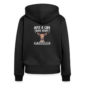 Juste une fille qui aime les Gazelles Gazelle Fan - Sweat à capuche zippé Premium bio Femme - noir - Dos - Julia (174cm)