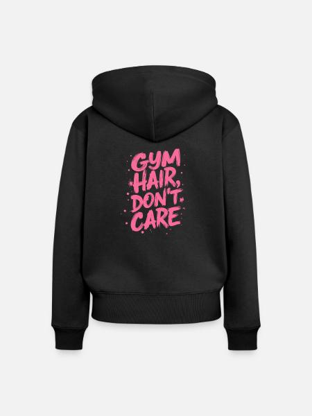 HAARE IM FITNESSSTUDIO - Frauen Premium Bio Zip Hoodie - Schwarz