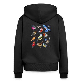 Bunte Vögel - ornithologisches T-Shirt - Frauen Premium Bio Zip Hoodie - Schwarz - Hinten - Julia (174cm)