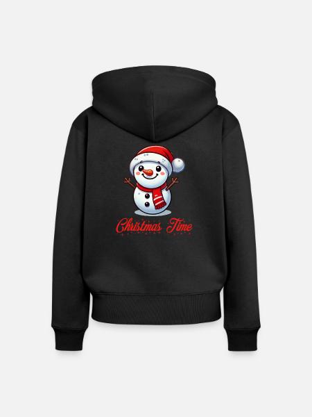 snowman christmas - Frauen Premium Bio Zip Hoodie - Schwarz