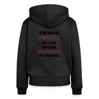 Supportrice Bordelaise Rugby - Sweat à capuche zippé Premium bio Femme - noir - Dos - Julia (174cm)