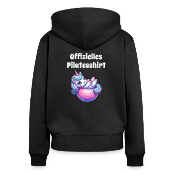 Offizielles Pilatesshirt Süßes Einhorn Fitness - Frauen Premium Bio Zip Hoodie - Schwarz - Hinten - Julia (174cm)