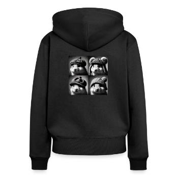 hamster Selfie Funny Hats Vintage Photo Shoot Anim - Frauen Premium Bio Zip Hoodie - Schwarz - Hinten - Julia (174cm)