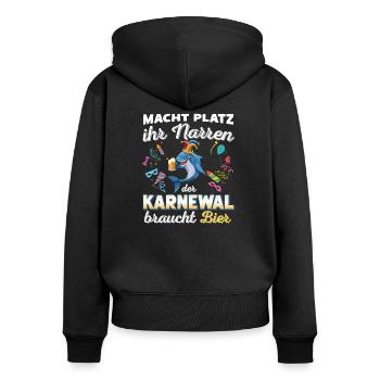 Konfetti Fasching Karneval Spaß Design - Frauen Premium Bio Zip Hoodie - Schwarz - Hinten - Julia (174cm)