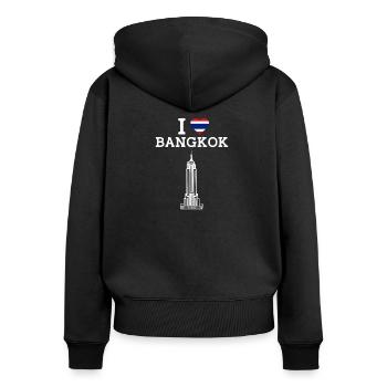 Thailand Flagge Herz Ich liebe Bangkok Cool Empire Wortspiel - Frauen Premium Bio Zip Hoodie - Schwarz - Hinten - Julia (174cm)