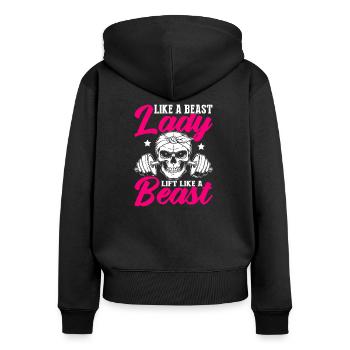 Lift Like A Beast Fitness Lady Design - Women's Premium Organic Zip Hoodie - black - Back - Julia (174cm)