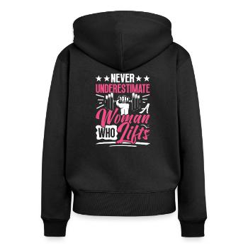 Femme forte Poids Haltérophilie Fitness Puissance - Sweat à capuche zippé Premium bio Femme - noir - Dos - Julia (174cm)