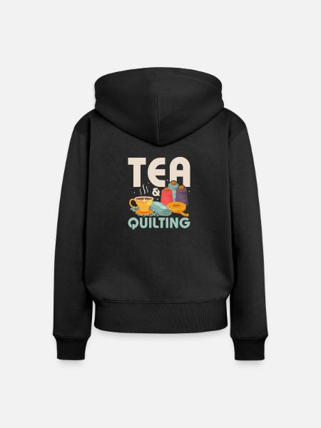 Tea & Quilting Sewing Quilter - Frauen Premium Bio Zip Hoodie - Schwarz