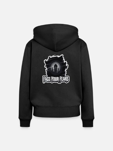 DEINE SCHLIMMSTEN ÄNGSTE - Frauen Premium Bio Zip Hoodie - Schwarz
