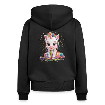 Einhorn Geburtstagfeier Mädchen Karneval Konfetti - Frauen Premium Bio Zip Hoodie - Schwarz - Hinten - Julia (174cm)