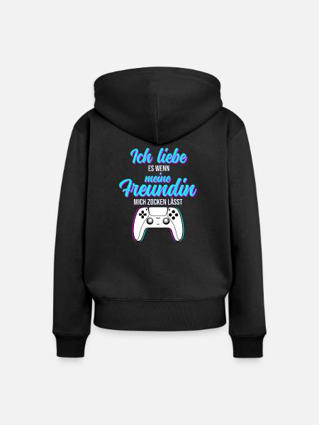Gaming Valentin - Frauen Premium Bio Zip Hoodie - Schwarz