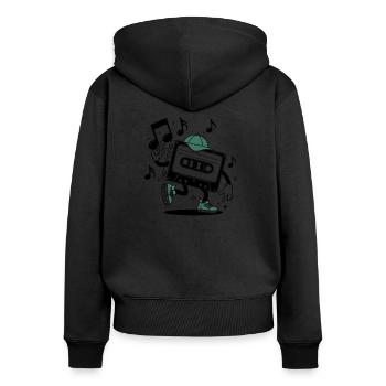 Cassette retro De Fête Rétro année 80 et 90 - Sweat à capuche zippé Premium bio Femme - noir - Dos - Julia (174cm)
