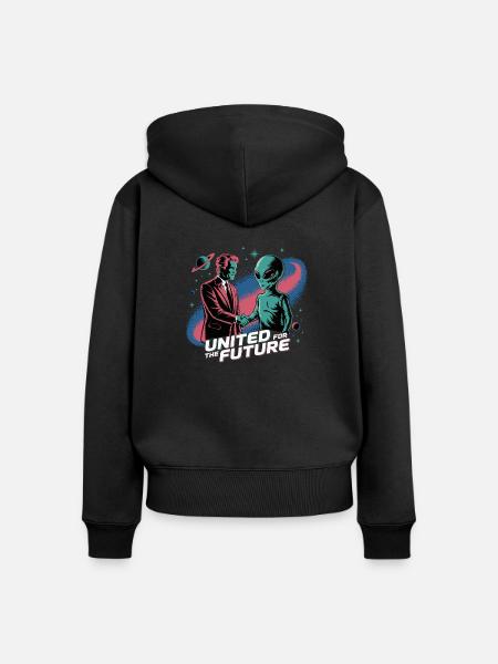 SHAKE HANDS FOR FUTURE - Frauen Premium Bio Zip Hoodie - Schwarz