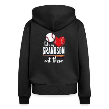 Baseball Mamie Mamie Joueur de baseball Grand-mère Grand-mère - Sweat à capuche zippé Premium bio Femme - noir - Dos - Julia (174cm)