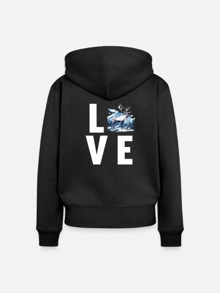 Rentiere Rentier - Frauen Premium Bio Zip Hoodie - Schwarz