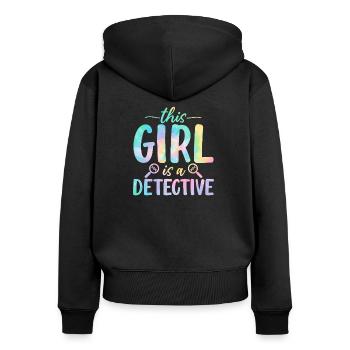 Funny Forensics Girl Crime Scene Forensic Science - Women's Premium Organic Zip Hoodie - black - Back - Julia (174cm)