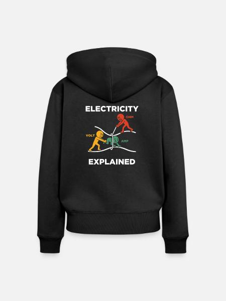 Electricity explained Elektriker - Frauen Premium Bio Zip Hoodie - Schwarz