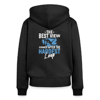 Saut en hauteur Meilleure vue après le saut le plus difficile - Sweat à capuche zippé Premium bio Femme - noir - Dos - Julia (174cm)