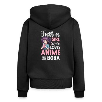 Just a Girl Who Loves Anime Boba Tea - Women's Premium Organic Zip Hoodie - black - Back - Julia (174cm)