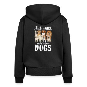 Just a Girl Who Loves Dogs - Frauen Premium Bio Zip Hoodie - Schwarz - Hinten - Julia (174cm)