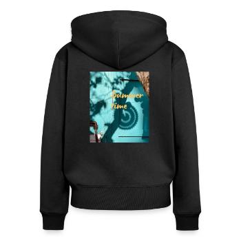 Summertime - Frauen Premium Bio Zip Hoodie - Schwarz - Hinten - Julia (174cm)