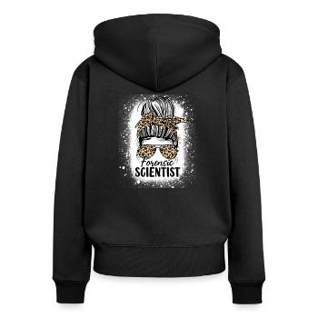 Forensiker Messy Bun Lustige Forensik - Frauen Premium Bio Zip Hoodie - Schwarz - Hinten - Julia (174cm)