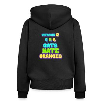 Katzen hassen Vitamin-C-Orangen - Frauen Premium Bio Zip Hoodie - Schwarz - Hinten - Julia (174cm)