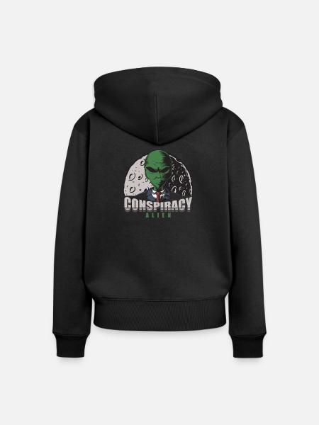Alien Conspiracy Theory Design - Frauen Premium Bio Zip Hoodie - Schwarz