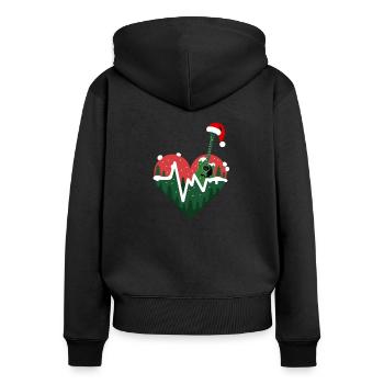guitare électrique heartbeat Noël design - Sweat à capuche zippé Premium bio Femme - noir - Dos - Julia (174cm)
