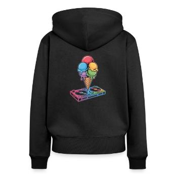 Dj Cream Turntable Artwork - Sweat à capuche zippé Premium bio Femme - noir - Dos - Julia (174cm)